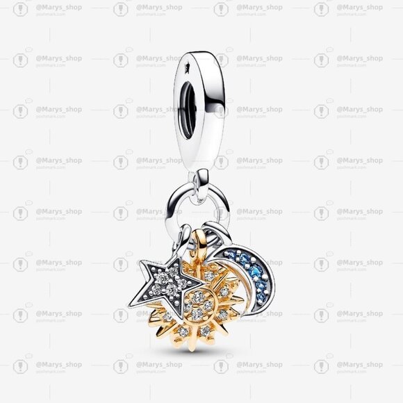 Pandora Two-tone Celestial Triple Dangle Charm|Two-tone - Picture 1 of 2